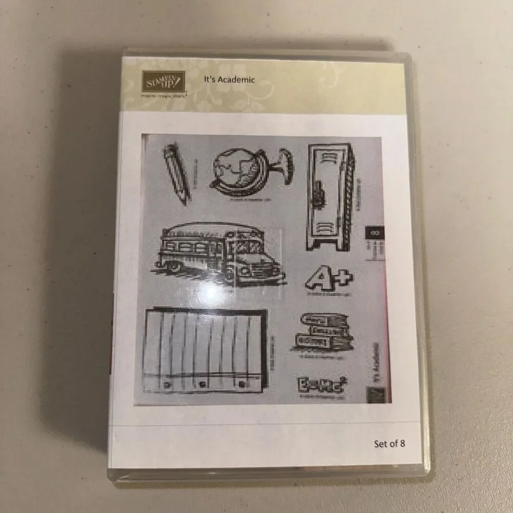Stampin Up It's Academic Rubber Set School Teacher Classroom Education Scrapbook